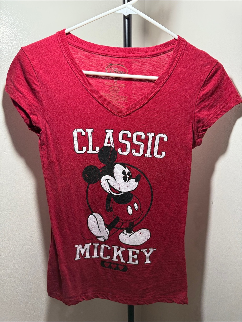 Disney Red V-Neck Classic Mickey Tee